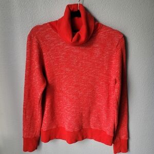 J. Crew French Terry Relaxed Heather Turtleneck Sweatshirt Small, Bright Cerise